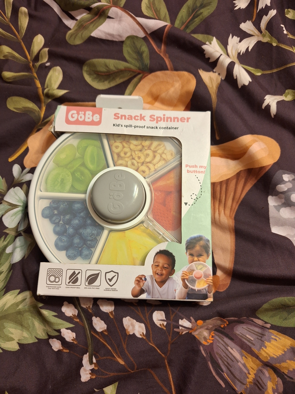 Snack Spinner - White and Gray Kids Spill-Proof Snack Organizer